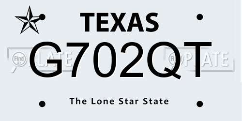 G702QT Texas License Plate