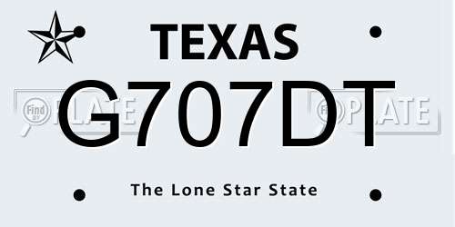 G707DT Texas License Plate