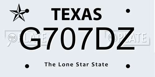 G707DZ Texas License Plate