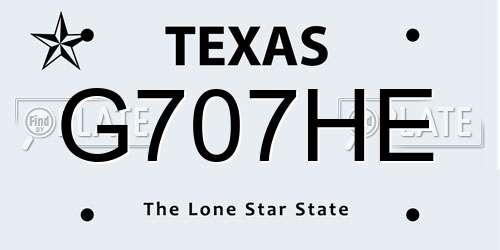 G707HE Texas License Plate