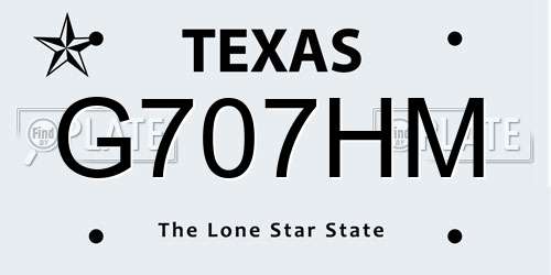 G707HM Texas License Plate