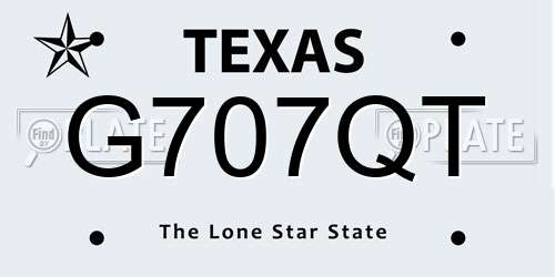 G707QT Texas License Plate