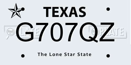 G707QZ Texas License Plate