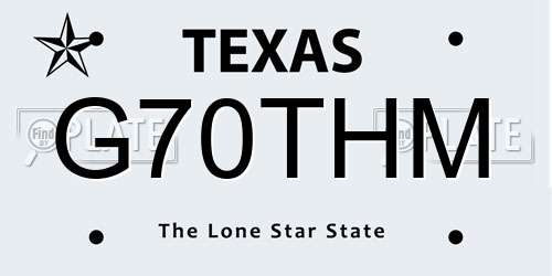 G70THM Texas License Plate