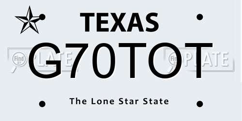 G70TOT Texas License Plate