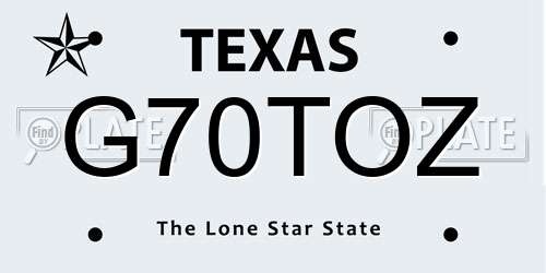 G70TOZ Texas License Plate