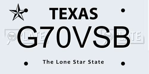 G70VSB Texas License Plate
