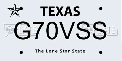 G70VSS Texas License Plate
