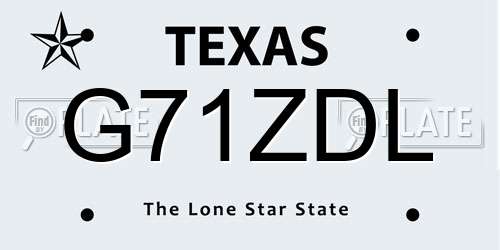 G71ZDL Texas License Plate