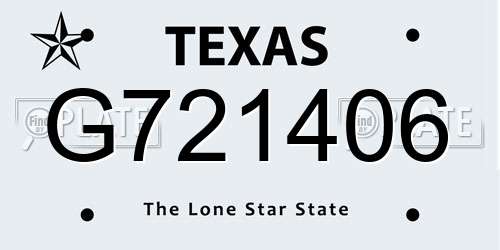 G721406 Texas License Plate