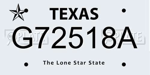 G72518A Texas License Plate