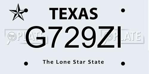G729ZI Texas License Plate