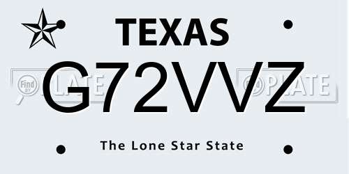 G72VVZ Texas License Plate