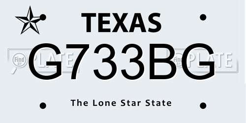 G733BG Texas License Plate