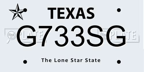 G733SG Texas License Plate