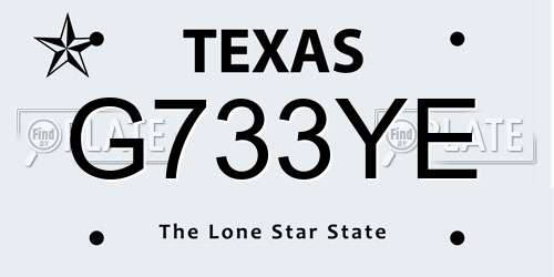 G733YE Texas License Plate