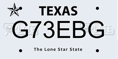 G73EBG Texas License Plate