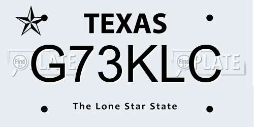 G73KLC Texas License Plate