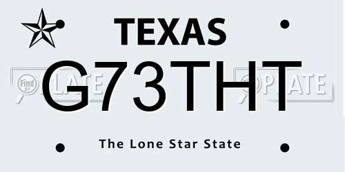 G73THT Texas License Plate