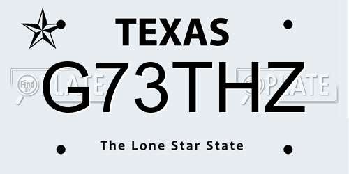 G73THZ Texas License Plate