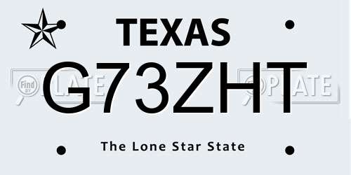 G73ZHT Texas License Plate
