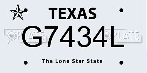 G7434L Texas License Plate