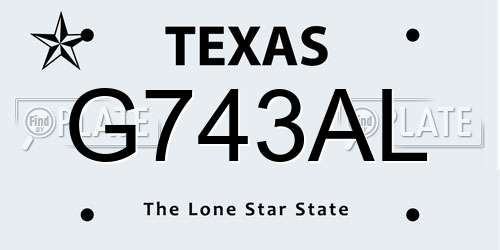 G743AL Texas License Plate