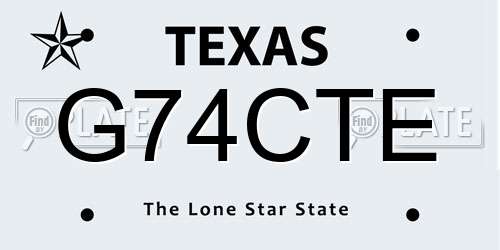 G74CTE Texas License Plate