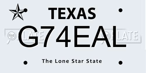 G74EAL Texas License Plate