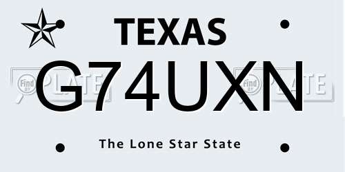 G74UXN Texas License Plate