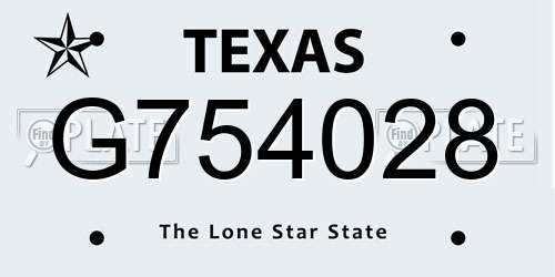 G754028 Texas License Plate