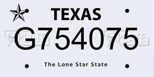 G754075 Texas License Plate