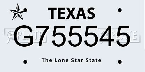 G755545 Texas License Plate
