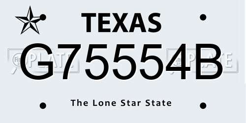 G75554B Texas License Plate