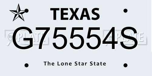 G75554S Texas License Plate