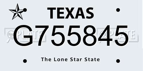 G755845 Texas License Plate