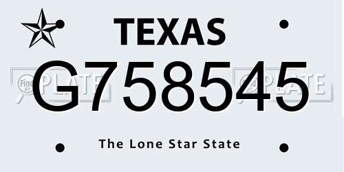 G758545 Texas License Plate
