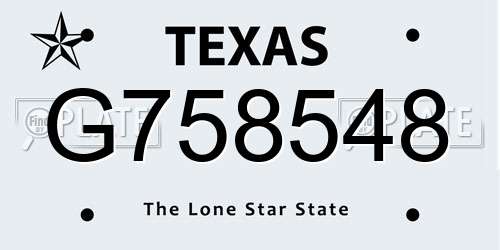 G758548 Texas License Plate
