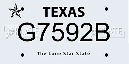 G7592B Texas License Plate