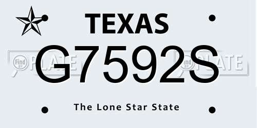 G7592S Texas License Plate