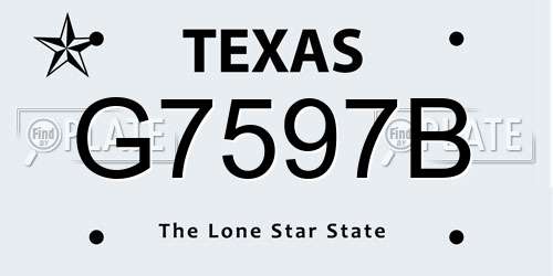 G7597B Texas License Plate