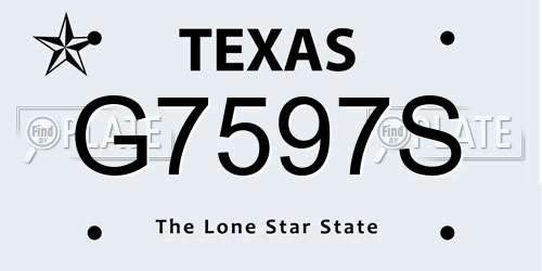 G7597S Texas License Plate