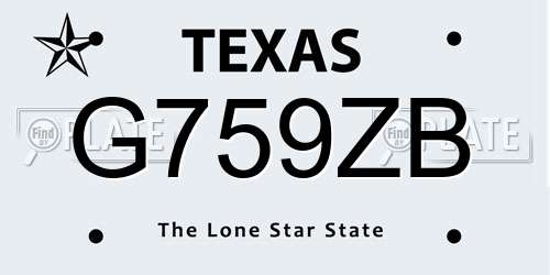 G759ZB Texas License Plate