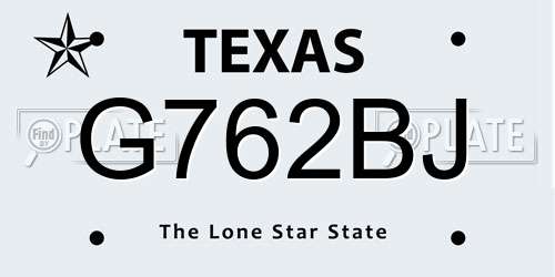 G762BJ Texas License Plate