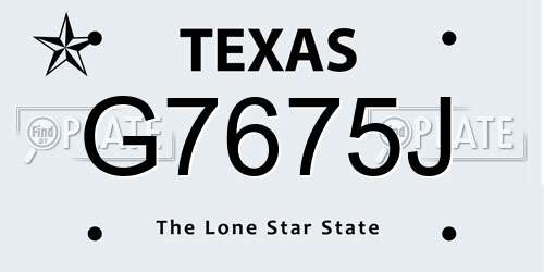 G7675J Texas License Plate