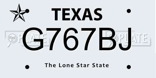 G767BJ Texas License Plate
