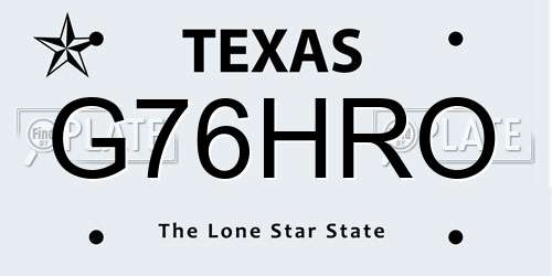 G76HRO Texas License Plate