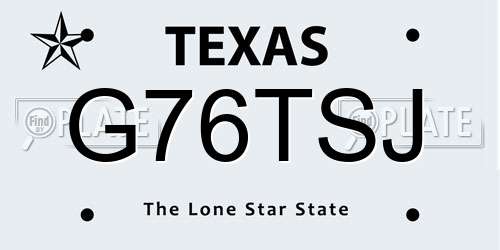 G76TSJ Texas License Plate