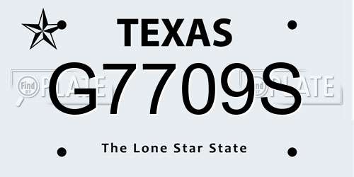 G7709S Texas License Plate