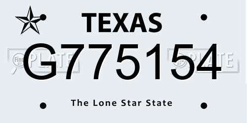 G775154 Texas License Plate